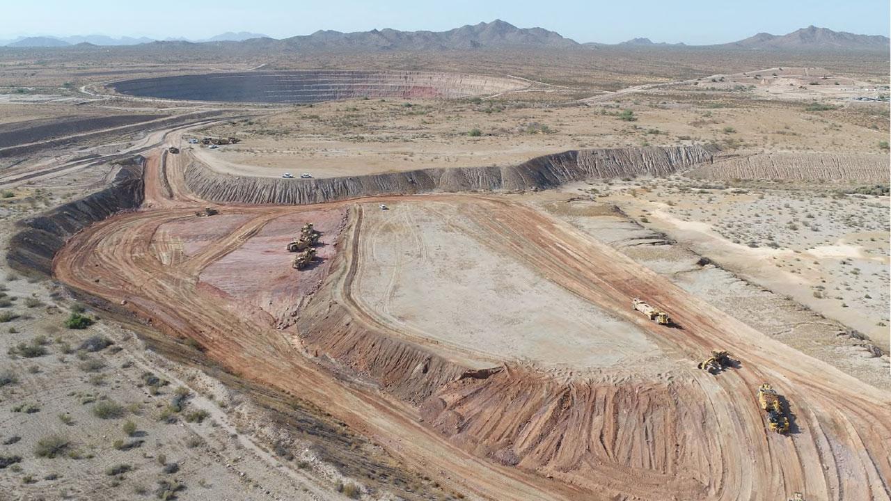 Aerial view of mining site in Arizona